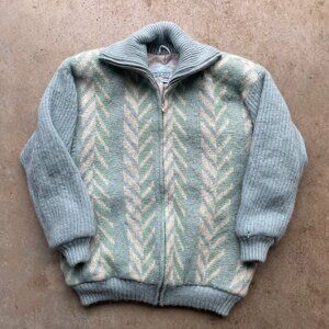 VTG 70s Eider Knit 100% Wool Cardigan Sweater Full Zip-up Women's Size Medium